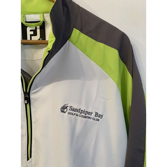 Footjoy 1/4 Zip Jacket White Green Men's Large Long Sleeve Golf Rain Jacket - Picture 5 of 11